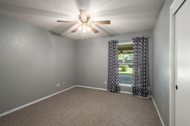 2081 Santa Ana Ave, Clovis, CA 93611 - carpeted empty room featuring a ceiling fan, a textured ceiling, and baseboards