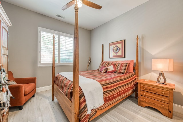 3081 Serena Ave, Clovis, CA 93619 - bedroom with baseboards, light wood-style floors, and ceiling fan