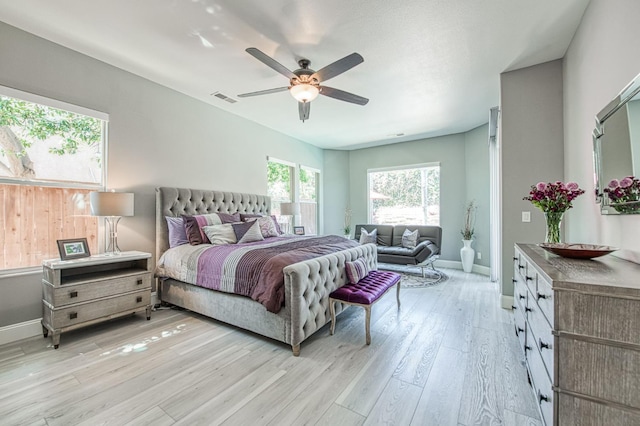 3081 Serena Ave, Clovis, CA 93619 - bedroom with baseboards, light wood-type flooring, and a ceiling fan
