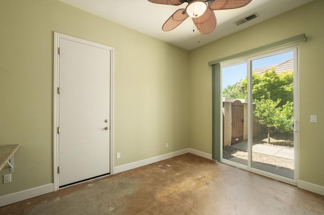 1698 E Wallington Ln, Fresno, CA 93730 - empty room featuring baseboards, a ceiling fan, and concrete floors