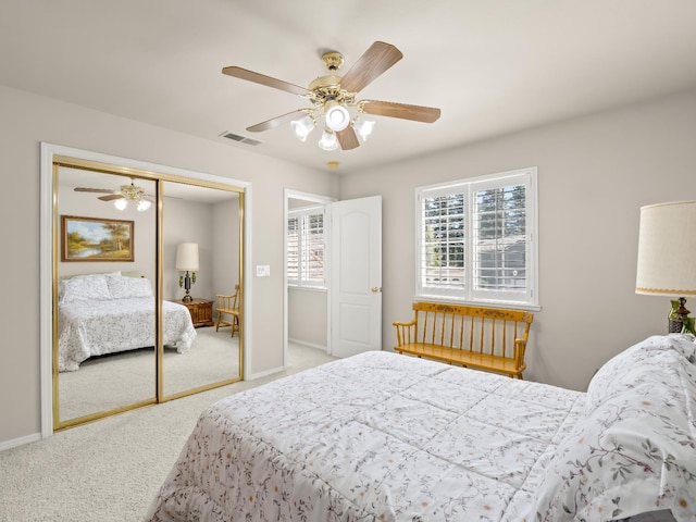 6424 N Allison Ln, Fresno, CA 93711 - carpeted bedroom featuring baseboards, a ceiling fan, and a closet