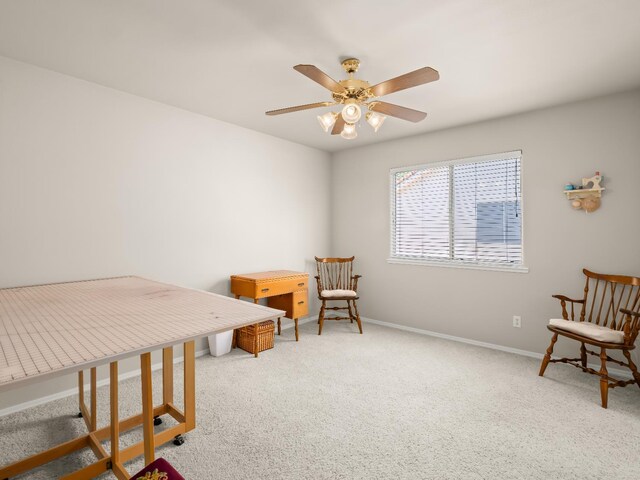 6424 N Allison Ln, Fresno, CA 93711 - sitting room featuring carpet flooring, baseboards, and a ceiling fan