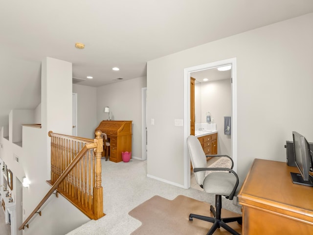 6424 N Allison Ln, Fresno, CA 93711 - office area featuring light colored carpet, recessed lighting, and baseboards