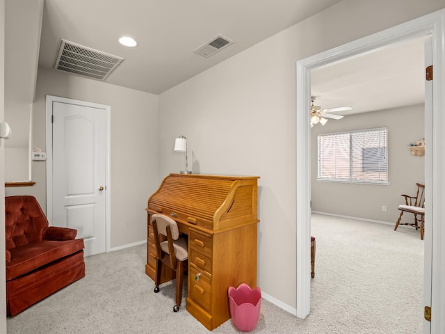 6424 N Allison Ln, Fresno, CA 93711 - office with carpet floors, baseboards, ceiling fan, and recessed lighting