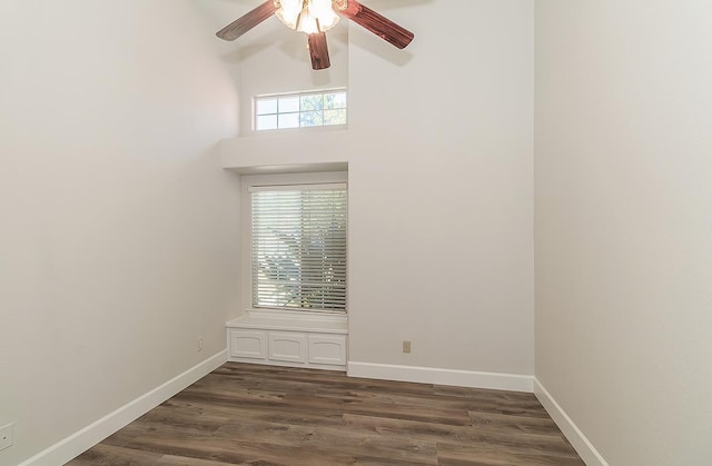 1783 E Pryor Dr, Fresno, CA 93720 - unfurnished room featuring ceiling fan, dark wood finished floors, and baseboards