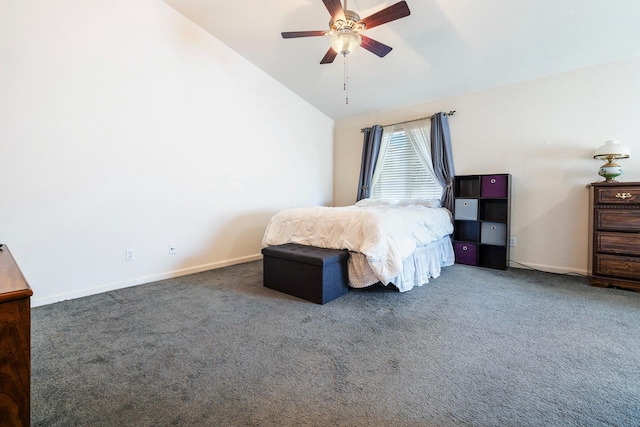 2903 Desert Ranch Way, Madera, CA 93637 - bedroom with lofted ceiling, carpet flooring, baseboards, and ceiling fan