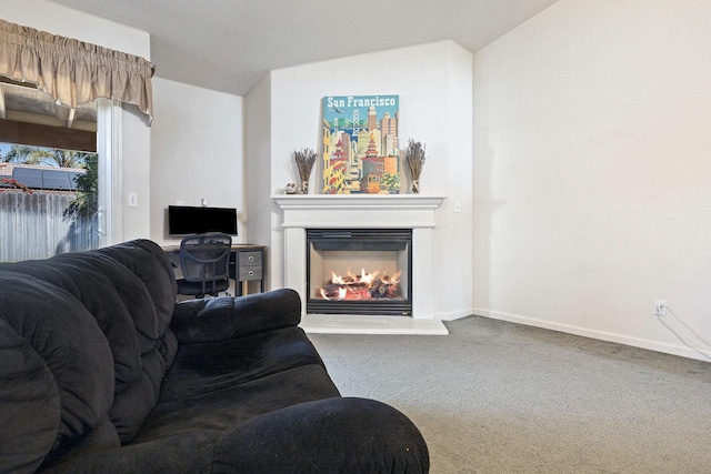 2903 Desert Ranch Way, Madera, CA 93637 - carpeted living area featuring baseboards and a glass covered fireplace