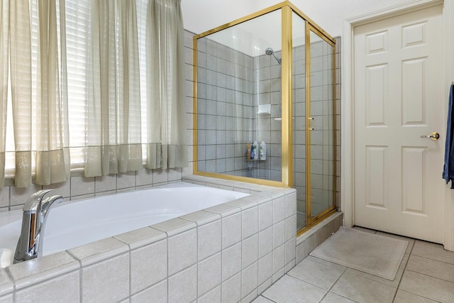 2903 Desert Ranch Way, Madera, CA 93637 - full bathroom featuring tile patterned flooring, a stall shower, and a bath
