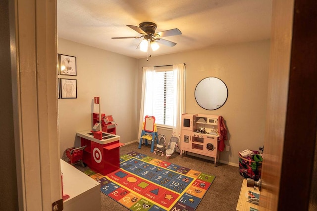 1603 E Serena Ave, Fresno, CA 93720 - playroom with a ceiling fan, carpet flooring, and baseboards
