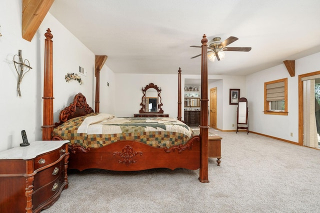38303 Woodland Rd, Shaver Lake, CA 93664 - bedroom with light colored carpet and ceiling fan
