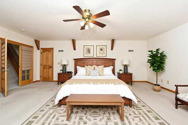 38303 Woodland Rd, Shaver Lake, CA 93664 - bedroom featuring light colored carpet and a ceiling fan