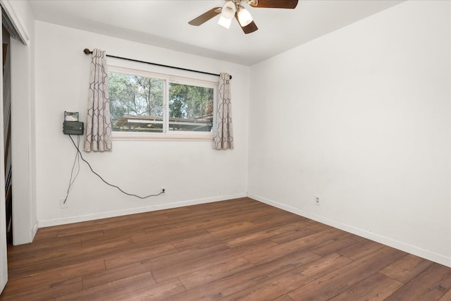 4003 E Fedora Ave, Fresno, CA 93726 - unfurnished room featuring wood-type flooring, a ceiling fan, and baseboards