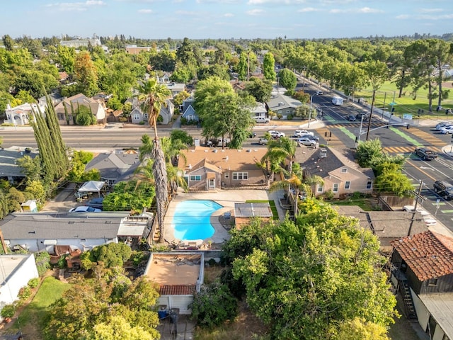 315 E Clinton Ave, Fresno, CA 93704 - aerial perspective of suburban area featuring a pool area