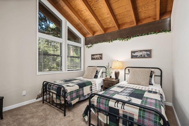 41831 Saddleback Rd, Shaver Lake, CA 93664 - carpeted bedroom with baseboards and lofted ceiling