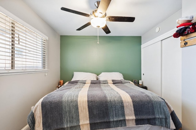119 Magnolia Ave, Lemoore, CA 93245 - bedroom with ceiling fan and a closet