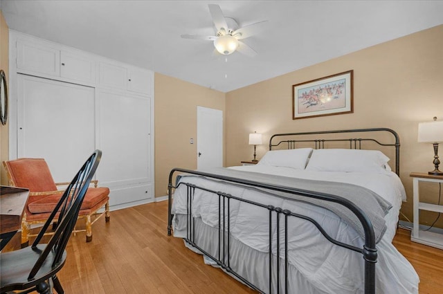 739 E Harvard Ave, Fresno, CA 93704 - bedroom with light wood finished floors, baseboards, and ceiling fan