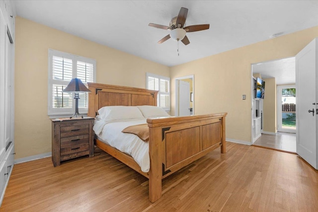 739 E Harvard Ave, Fresno, CA 93704 - bedroom with light wood-style flooring, baseboards, and ceiling fan