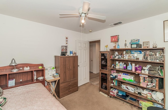 4223 W Yale Ave, Fresno, CA 93722 - bedroom with light carpet and ceiling fan