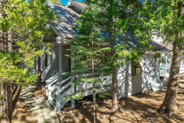 40814 Village Pass Ln, Shaver Lake, CA 93664 - view of property exterior featuring a standing seam roof and metal roof