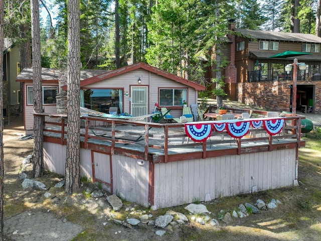44468 Lakeview Ave, Shaver Lake, CA 93664 - back of house featuring a wooden deck