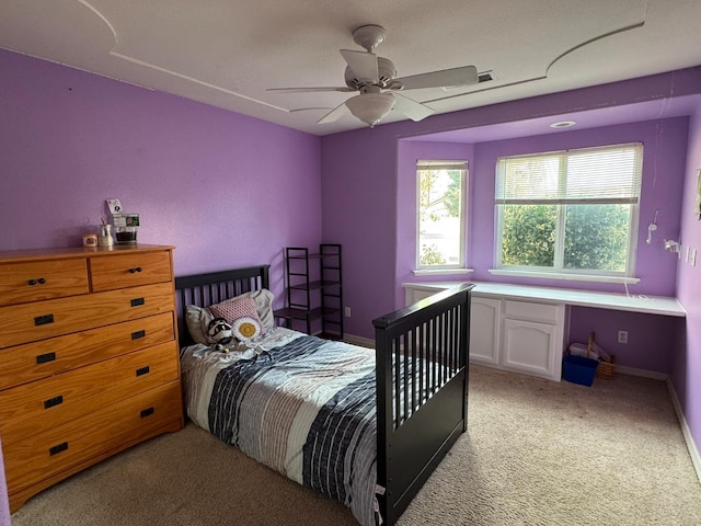 3351 Winter Way, Madera, CA 93637 - bedroom featuring light carpet, baseboards, and a ceiling fan