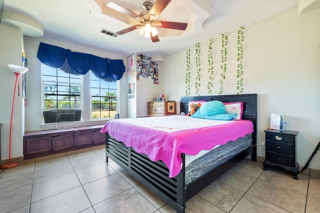 42462 Rd 140, Orosi, CA 93647 - bedroom featuring light tile patterned floors, a ceiling fan, and cooling unit