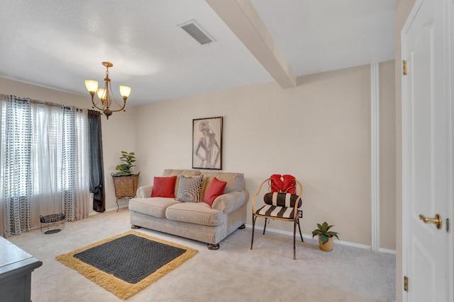 1775 E Cole Ave, Fresno, CA 93720 - carpeted living area with a chandelier and baseboards