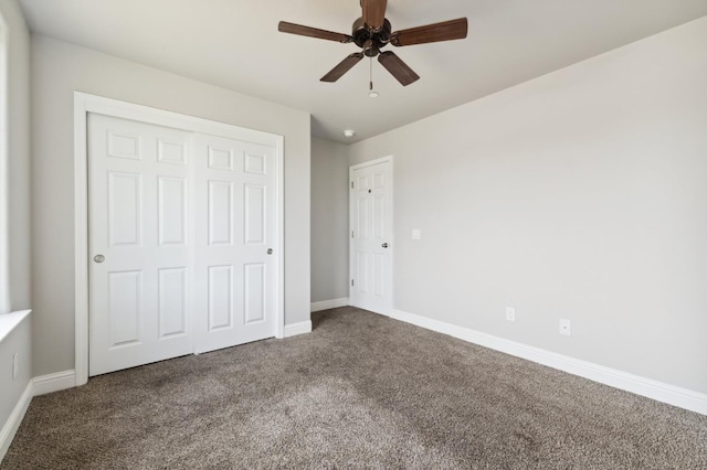 1061 Adell St, Madera, CA 93638 - unfurnished bedroom featuring carpet floors, baseboards, a closet, and ceiling fan