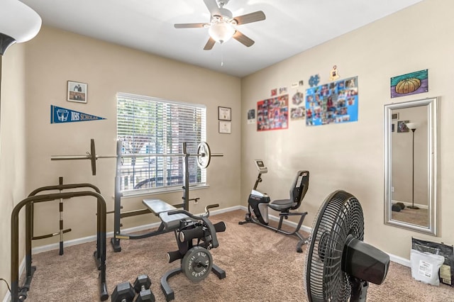 10033 N Baird Ave, Fresno, CA 93730 - exercise room with carpet floors and a ceiling fan