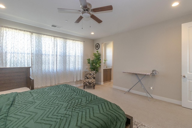 116 Meridian Ave, Madera, CA 93636 - carpeted bedroom with recessed lighting, baseboards, and ceiling fan
