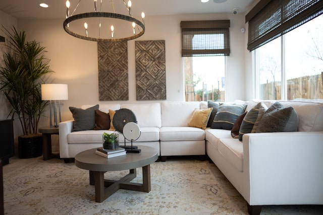 1157 Maclure Ave W, Madera, CA 93636 - living area with a chandelier and recessed lighting