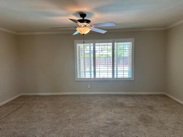 6538 N 4th St, Fresno, CA 93710 - carpeted spare room with crown molding and ceiling fan