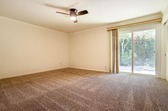 1785 W Calimyrna Ave Unit A, Fresno, CA 93711 - spare room featuring crown molding, carpet floors, ceiling fan, and baseboards