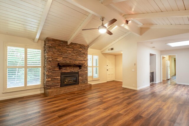 1785 W Calimyrna Ave Unit A, Fresno, CA 93711 - unfurnished living room with a fireplace, baseboards, a ceiling fan, and wood finished floors