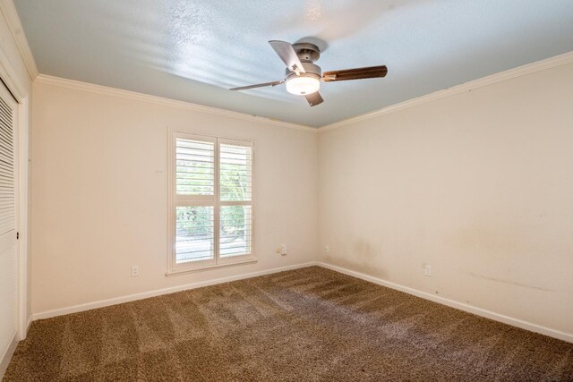 1785 W Calimyrna Ave Unit A, Fresno, CA 93711 - unfurnished room featuring carpet flooring, a ceiling fan, crown molding, and baseboards