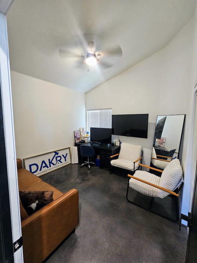 5453 N San Clemente Ave, Fresno, CA 93723 - carpeted office with a ceiling fan and lofted ceiling