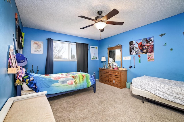 200 Autumn Rd, Madera, CA 93637 - carpeted bedroom with a textured ceiling and ceiling fan