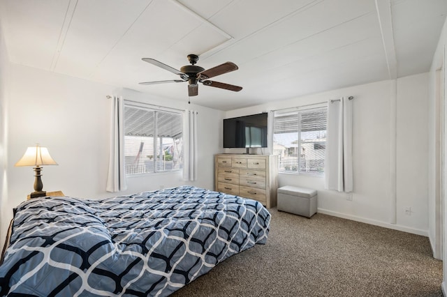 2627 W Midvalley, Visalia, CA 93277 - carpeted bedroom featuring multiple windows, a ceiling fan, and baseboards