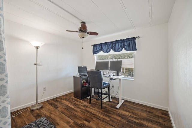 2627 W Midvalley, Visalia, CA 93277 - office space featuring a ceiling fan, wood finished floors, and baseboards