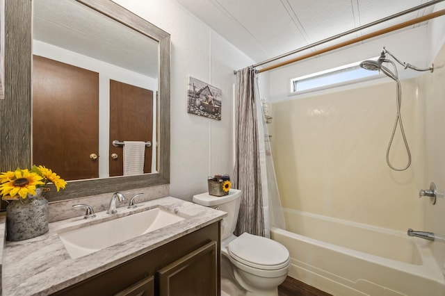 2627 W Midvalley, Visalia, CA 93277 - bathroom featuring shower / bath combo, toilet, and vanity