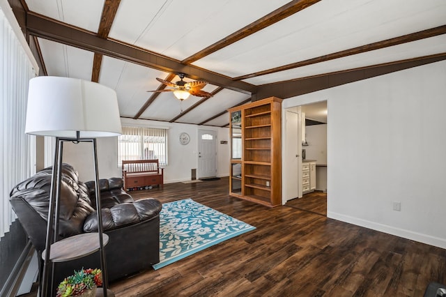 2627 W Midvalley, Visalia, CA 93277 - living room featuring a ceiling fan, baseboards, and wood finished floors