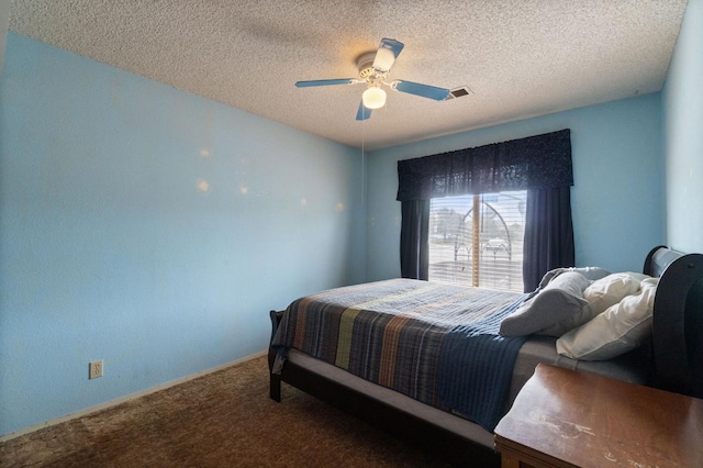 702 W Cortner Ave, Hanford, CA 93230 - carpeted bedroom featuring ceiling fan and a textured ceiling
