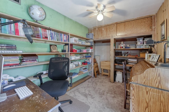3979 N Pleasant Ave, Fresno, CA 93705 - office area with a ceiling fan and carpet floors