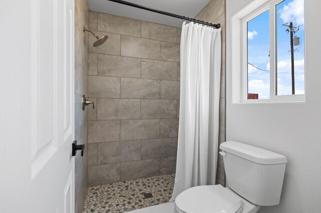 25900 Tanforan Dr, Madera, CA 93638 - full bathroom with toilet, tiled shower, and plenty of natural light