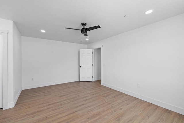 25900 Tanforan Dr, Madera, CA 93638 - unfurnished room with light wood finished floors, baseboards, ceiling fan, and recessed lighting
