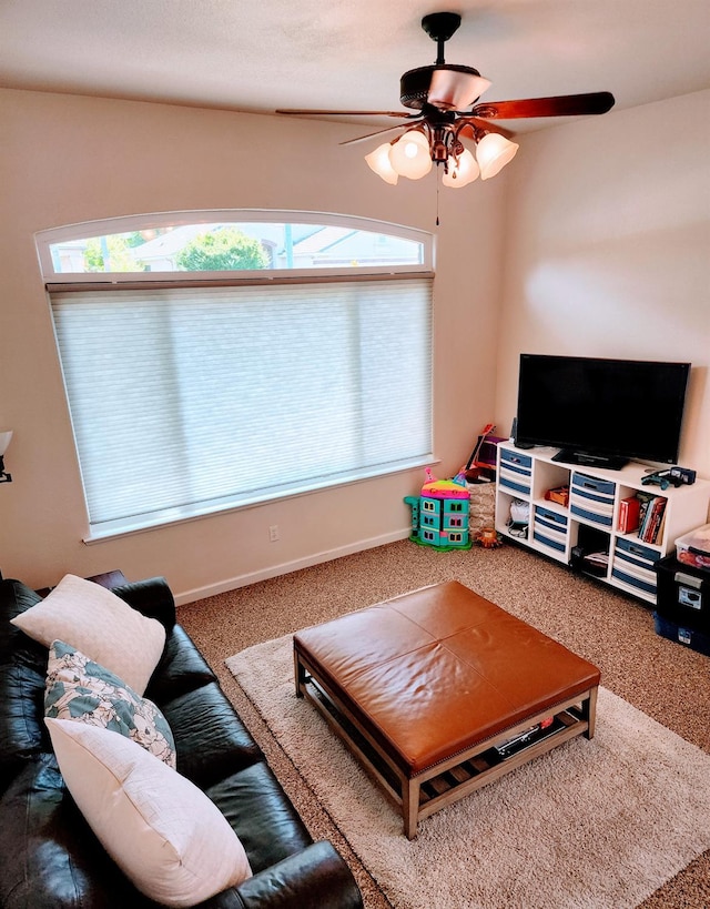 2513 Twain Ave, Clovis, CA 93611 - living room with plenty of natural light, carpet flooring, and ceiling fan