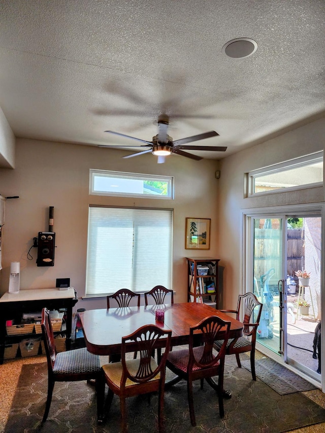 2513 Twain Ave, Clovis, CA 93611 - dining area with ceiling fan and a textured ceiling