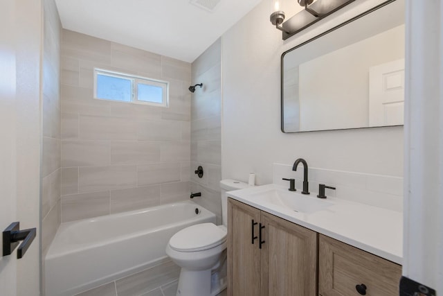 513 Waldo, Exeter, CA 93221 - full bath featuring toilet, vanity, and bathtub / shower combination