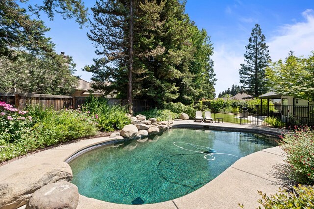 8814 N Spalding, Fresno, CA 93720 - view of swimming pool featuring a fenced backyard