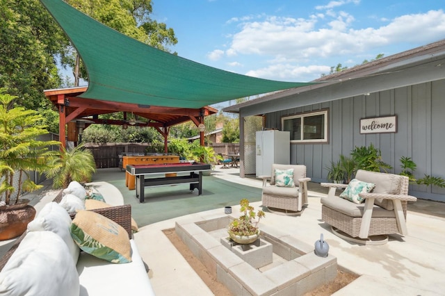 5554 E Montecito Ave, Fresno, CA 93727 - view of patio with an outdoor hangout area and a gazebo